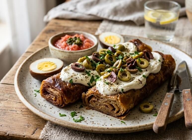  גחנון עם גבינת שמנת וזיתים