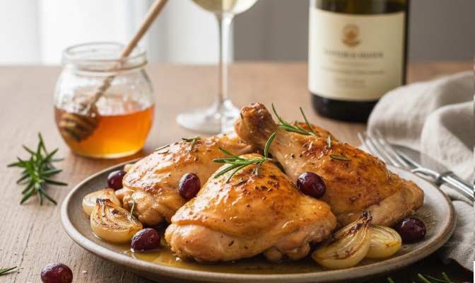  צלי עוף בדבש ויין לבן 