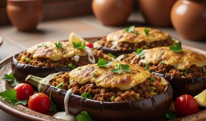 חצילים ממולאים בשר