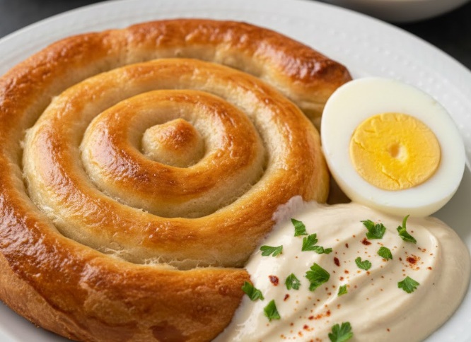  ג'חנון עם ביצה קשה וטחינה 