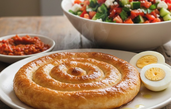   ג'חנון עם סלט ירקות טריים