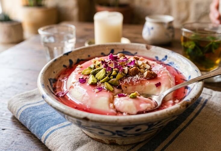  מלבי קרמי בסירופ ורדים
 