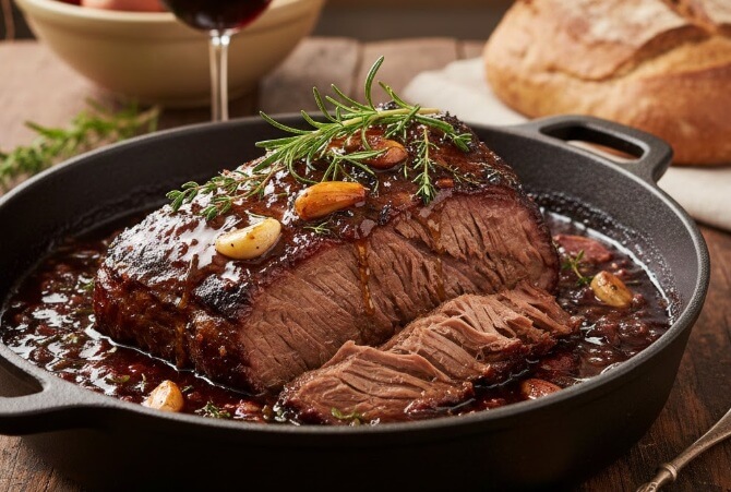  חזה בקר בבישול ארוך עם דבש ויין 