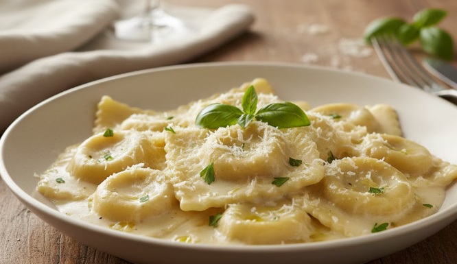 רביולי גבינות בשמנת.