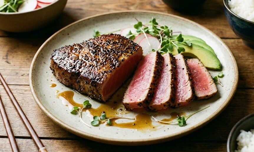 טונה צרובה בדבש ופלפל