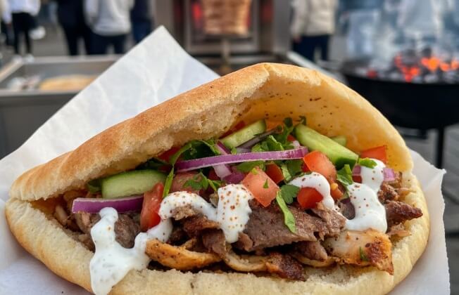  פיתה עם שווארמה 